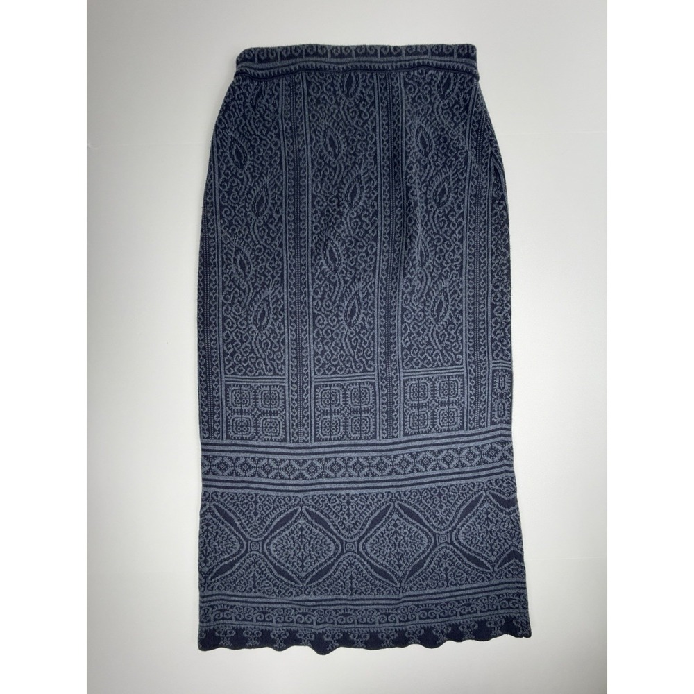 Peruvian Connection XS Blue Gray Pima Cotton Knit Maxi Skirt Boho Pull On Peru